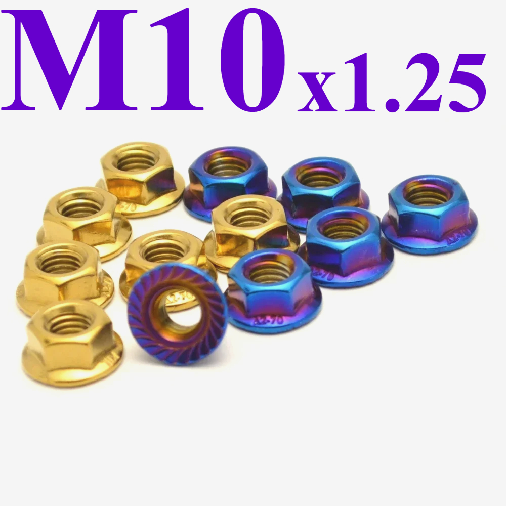 Sprocket - 6 Stuks M10x1.25 Achtertandwielmoeren 6 Stuks